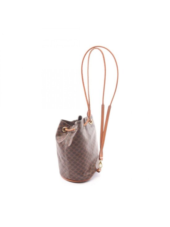 Celine Backpack Macadam Drawstring Dark Brown Canvas Leather Mini main image 7